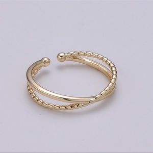Crossing Over Gold Ring